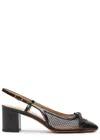 Valentino Garavani Valet Du Roi Slingback Pump In Mesh And Kidskin 60mm Woman Black 41.5 In Black