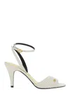 Valentino Ivory Goat Leather Stiletto Sandal With Striped Strap In Multicolor