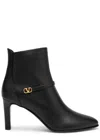 Valentino Garavani Womens Black Vlogo-plaque Leather Ankle Boots In Black