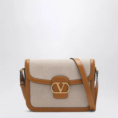 Valentino Garavani 9to5 Beige Canvas And Leather Bag In Brown