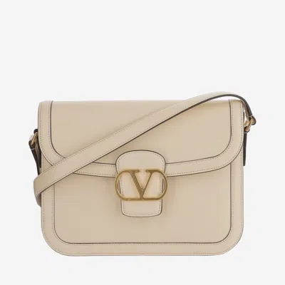 Valentino Garavani 9to5 Calfskin Shoulder Bag In Butter White
