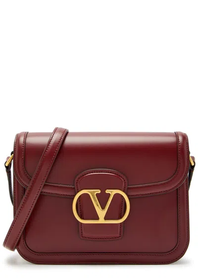 Valentino Garavani 9to5 Small Leather Shoulder Bag In Burgundy