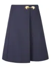 Valentino Garavani A-line Skirt With Gold Lion Clasp In Blue
