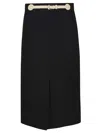 Valentino Garavani A-line Skirt With Leather Details And Buckle Closure In Black