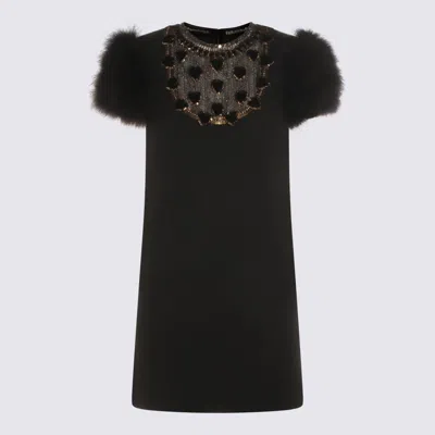 Valentino Embroidered Crepe Couture Short Dress Woman Black/gold/silver 44