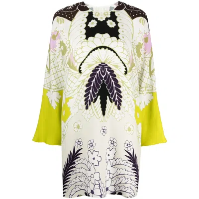 Valentino Garavani Abstract-print Long-sleeve Dress In White