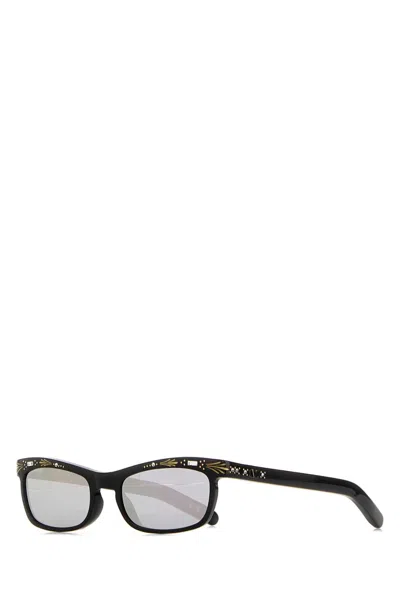 Valentino Garavani Acetate Sunglasses With Golden Metal Accents For Women In Black