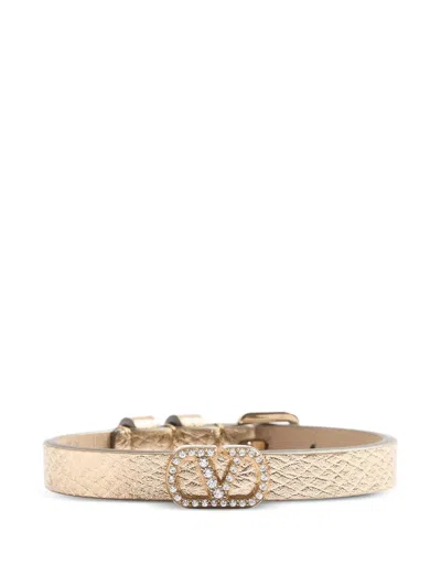 Valentino Garavani Adjustable Double Loop Bracelet With Swarovski Crystals - 17 To 19 Cm In Gold
