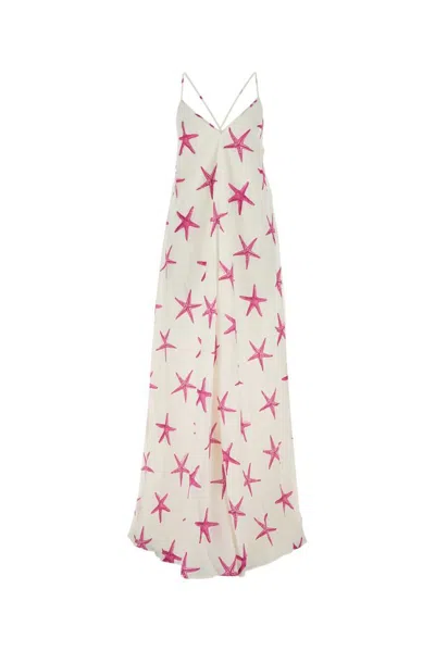 Valentino Starfish Crepe-de-chine Maxi Dress In Multi