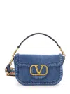 Valentino Garavani 'alltime' Blue Crossbody Bag With Metallic Vlogo On The Front And Removable Shoul