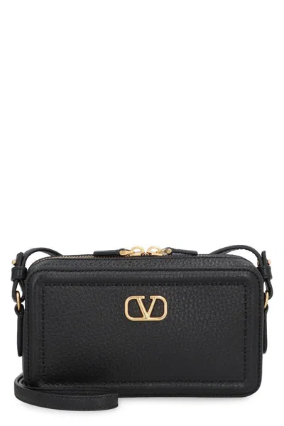 Valentino Garavani Alltime Leather Mini Crossbody Bag In Black