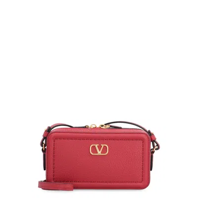Valentino Garavani Alltime Leather Mini Crossbody Bag In Red