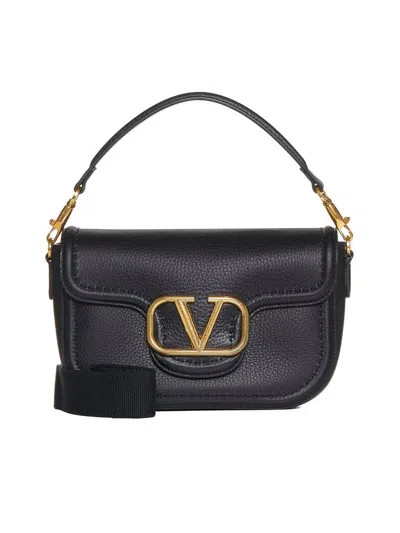 Valentino Garavani Alltime Leather Shoulder Bag In Black