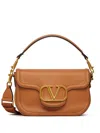 Valentino Garavani Alltime Leather Shoulder Bag In Brown