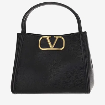 Valentino Garavani Alltime Medium Handbag In Garnet Calfskin In Black