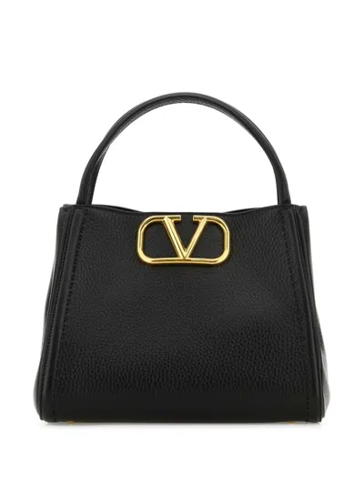 Valentino Garavani Alltime Medium Leather Handbag In Black