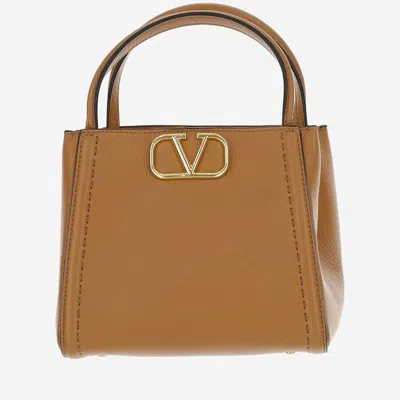 Valentino Garavani Alltime Small Handbag Made Of Grained Calf Leather In Sand