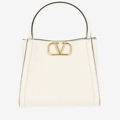 Valentino Garavani Alltime Small Handbag Made Of Grained Calf Leather In White
