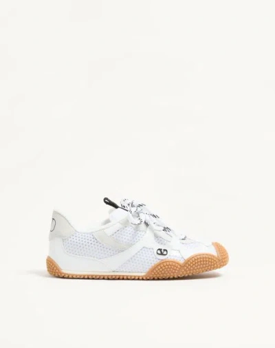 Valentino Garavani Amphibia Sneaker Aus Gummiertem Kalbsleder Und Spaltleder Frau Weiss 40 In White