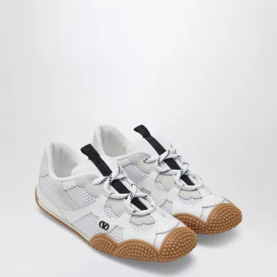 Valentino Garavani Amphibia Sneaker In Rubberised Calfskin And Split Leather Woman White 41