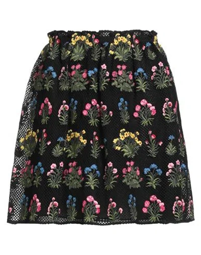 Valentino Garavani & Celia Birtwell Woman Mini Skirt Black Size 6 Cotton, Polyester, Polyamide