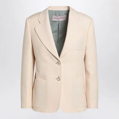Valentino Wool And Silk Single-breasted Jacket In Neutral