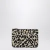 Valentino Garavani Animal-print Pony-effect Vlogo Signature Pouch In Sand