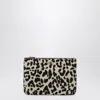 Valentino Garavani Animal-print Pony-effect Vlogo Signature Pouch In Black