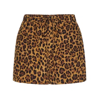 Valentino Garavani Animalier Crepe De Chine Shorts In Brown