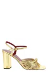 Valentino 90mm Vlogo Anne Metallic Leather Block-heel Sandals In Gold