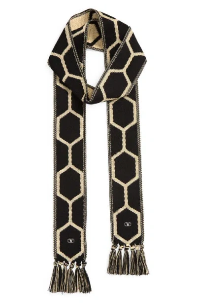 Valentino Garavani Antibes Jacquard Carf With Fringe