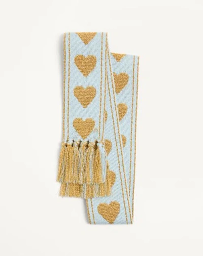 VALENTINO VALENTINO GARAVANI ANTIBES SCARF WITH METALLIC FIBRE WOMAN SKY BLUE/GOLD UNI