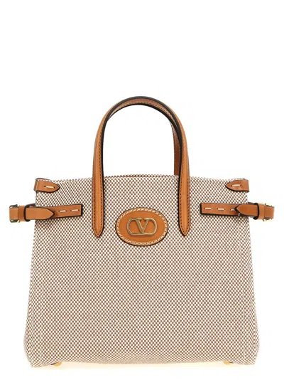 Valentino Garavani Antibes Medium Canvas Shopping Convertible Tote Bag In Brown