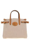 Valentino Antibes Canvas Handbag Structured Shape Buckle In Beige