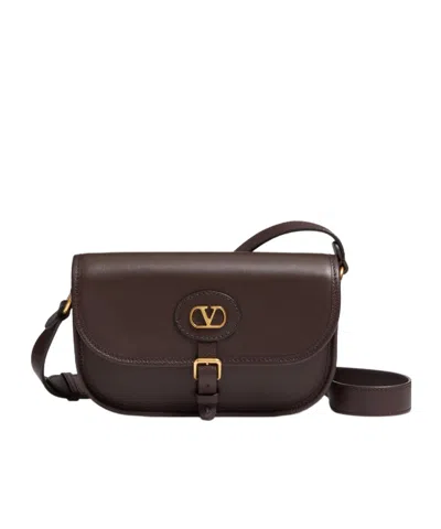 Valentino Garavani Antibes Small Shoulder Bag In Calfskin In Brown