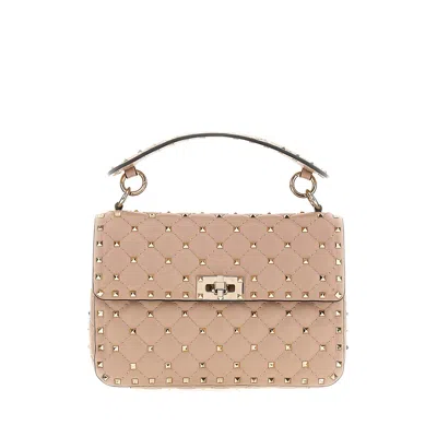 Valentino Garavani Antique Pink Nappa Leather Medium Rockstud Spike Handbag