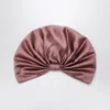 Valentino Wrap-around Silk Turban With Voluminous Effect In Beige And Gold In Pink