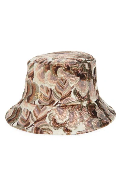 Valentino Garavani Après L'hiver Metallic Matelassé Bucket Hat In Latte