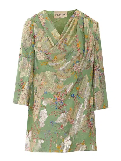 Valentino Garavani Apres L'hiver Ramage Print Top In Green