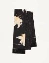 Valentino Garavani Apres L'hiverlilium Silk Scarf Woman Black/butter Uni In Multi