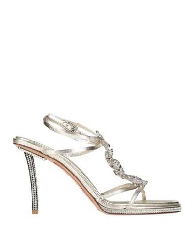 Valentino Garavani Archive Woman Sandals Platinum Size 8 Textile Fibers In Grey