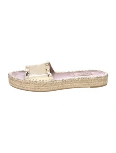 Pre-owned Valentino Garavani Atelier Rockstud Accents Leather Espadrilles