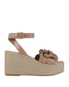 Valentino Garavani Atelier Shoes Woman Espadrilles Antique Rose Size 6.5 Soft Leather In Brown