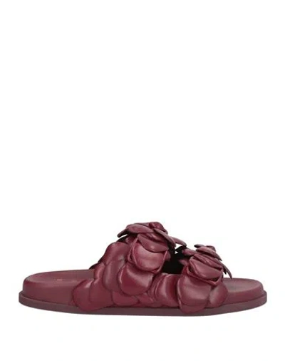 Valentino Garavani Atelier Shoes Woman Sandals Burgundy Size 6.5 Leather