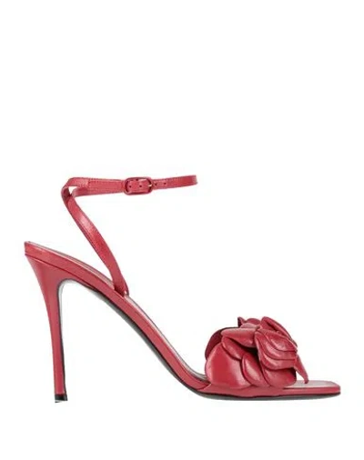 Valentino Garavani Atelier Shoes Woman Sandals Red Size 8 Leather