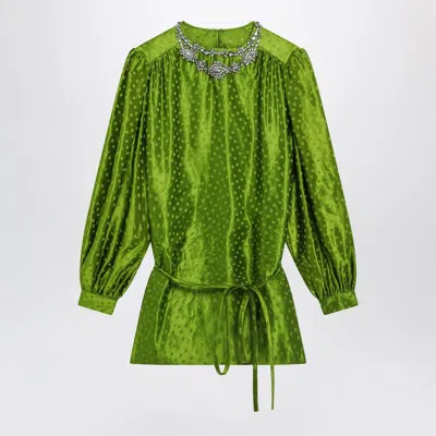 Valentino Garavani Avocado Polkadot Silkblend Jacquard Mini Dress In Green