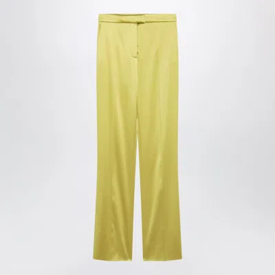 Valentino Garavani Avocadocolored Trousers In Shiny Silk Blend In Green