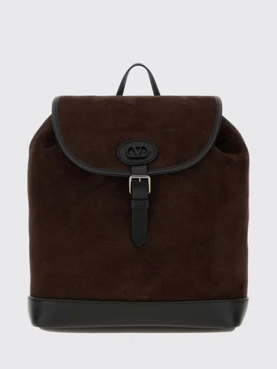 Valentino Garavani Vlogo Suede Backpack In Black