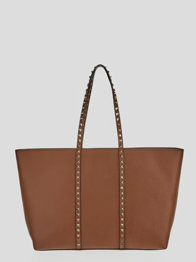 Valentino Garavani Brown Rockstud Tote Bag