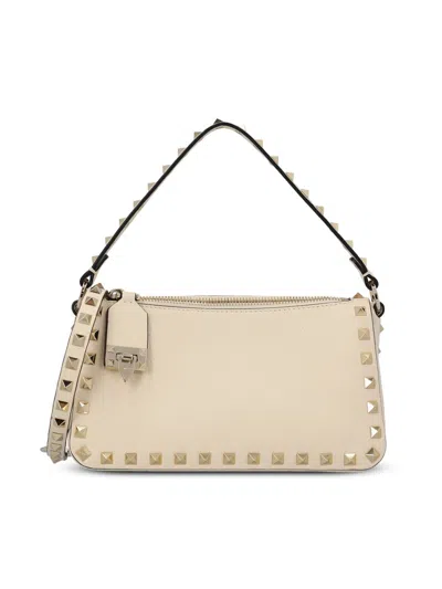 Valentino Garavani Rockstud Clutch Bag In White